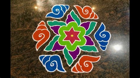 Shanka Rangoli Design with Colours and Dots 15x8 For Competitions ...