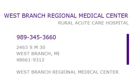 1396732103 NPI Number | WEST BRANCH REGIONAL MEDICAL CENTER | WEST BRANCH, MI | NPI Registry ...