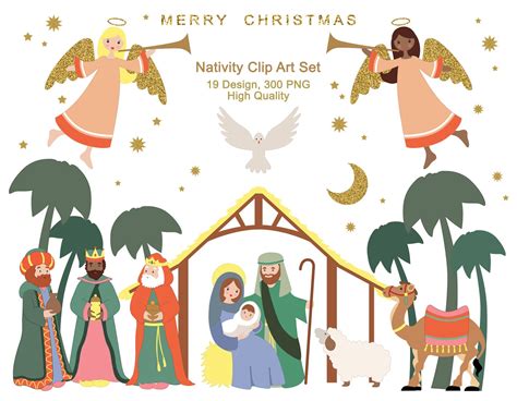 Juego de natividad Clipart Clipart de Navidad Belén lds - Etsy España