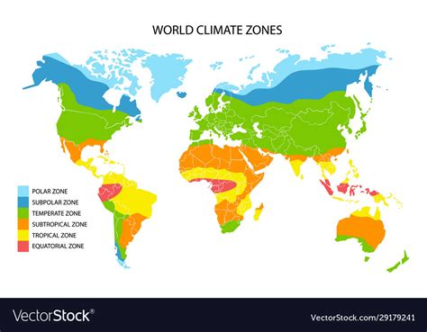 World climate zones map geographic Royalty Free Vector Image