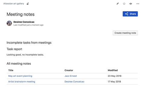 Confluence Meeting Notes Template