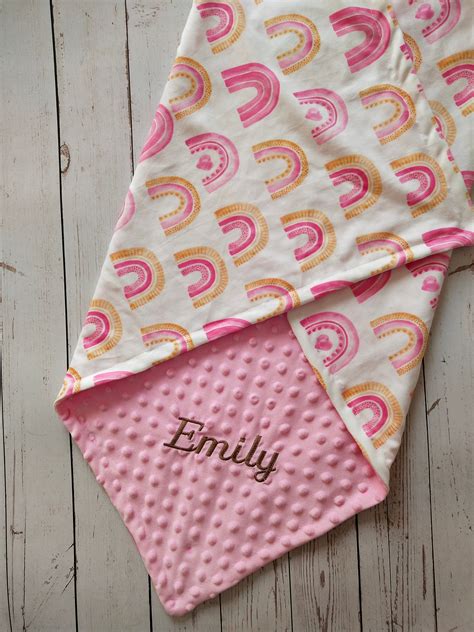 Personalized Baby Girl Blanket Pink Rainbow Baby Blanket Girl - Etsy