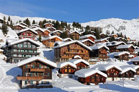 Winter Resort in Swiss Alps - Bettmeralp, Switzerland Editorial Stock Image - Image of ...