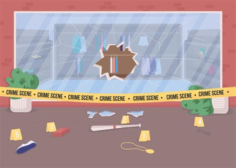 Shop burglary crime scene flat color vector illustration 2523912 Vector Art at Vecteezy