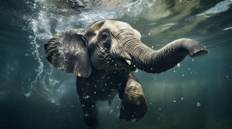 Premium AI Image | Elephant jump into a water underwater photography ...