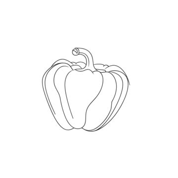 One Single Line Drawing Of Whole Healthy Organic Bell Pepper For Farm Logo Identity, Pepper ...