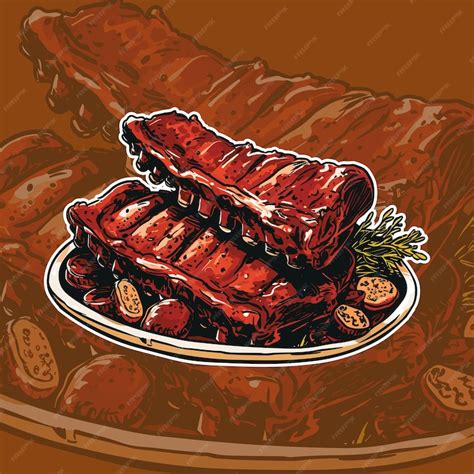 Premium Vector | Realistic vector illustration of bbq ribs