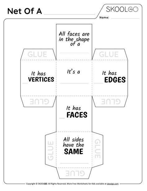 Net Of A Cube - Free Worksheet - SKOOLGO