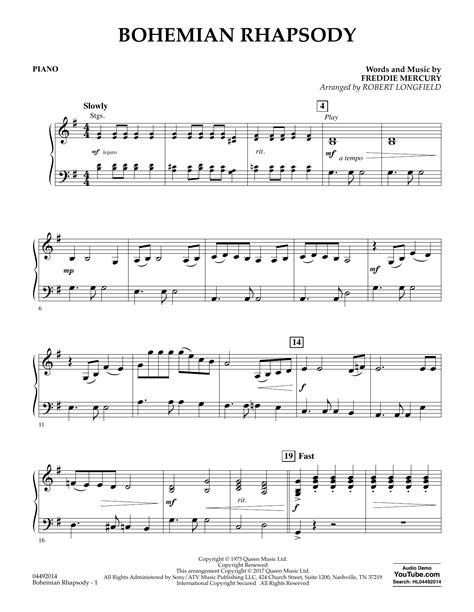 Bohemian Rhapsody - Piano by Robert Longfield Sheet Music for Orchestra at Sheet Music Direct