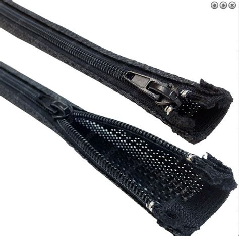 Flexible Black Zipper Cable Sleeve Braided Wrap For Wire Protection