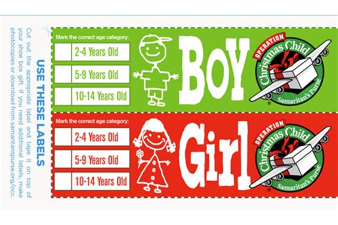 Printable Operation Christmas Child Shoebox Label