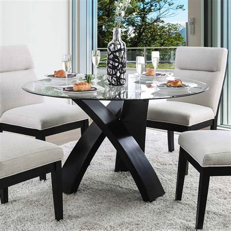 Furniture of America Evans Contemporary Round Glass Dining Table ...