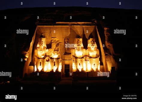 Sound and Light Show at Abu Simbel temples, Abu Simbel, Egypt Stock ...