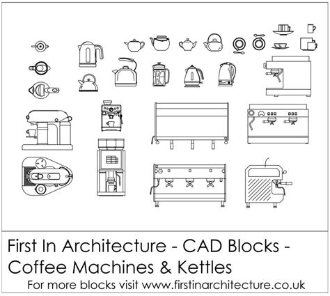 Free Cad Blocks - Coffee Machines, kettles, tea pots, | Cad blocks, Coffee machine, Cad