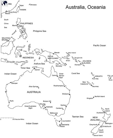 Free Labeled Oceania Map with Countries & Capital - PDF