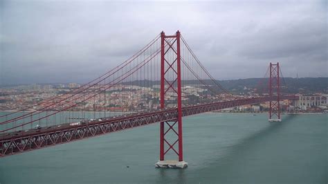 Vasco da Gama bridge over the Tagus river at sunset in Lisbon, Portugal, aerial view. Stock ...