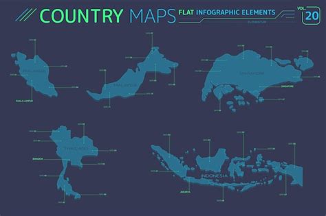 Premium Vector | Singapore malaysia indonesia and thailand vector maps