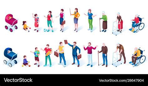 Cartoon people characters at aging stages age Vector Image