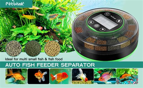 Petbank Automatic Fish Feeder for Aquarium - Auto Fish Food Dispenser Rechargeable for Fish Tank ...