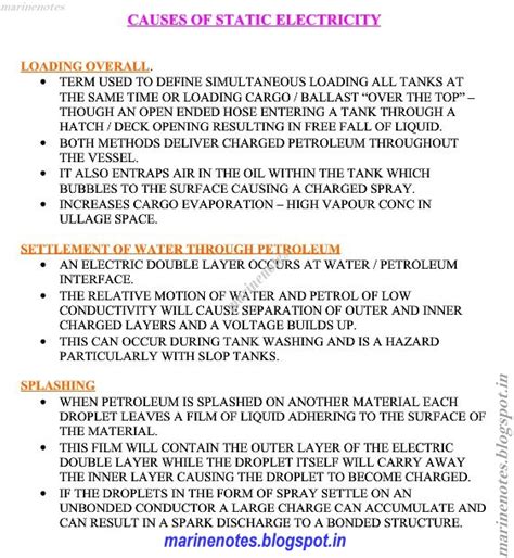 Causes of static electricity | Marine Notes