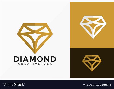 Luxury line art diamond company logo design Vector Image