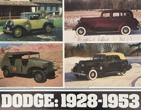 Vintage Dodge Classic Cars Poster 1928 to 1953 36 X 24 In. | Etsy