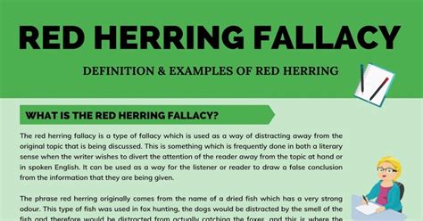 Red Herring: Definition and Useful Examples of Red Herring Fallacy • 7ESL