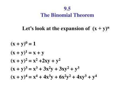 PPT - 9.5 The Binomial Theorem PowerPoint Presentation, free download - ID:6758807