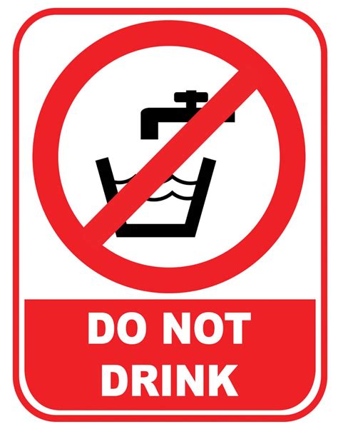 Danger Warning Do Not Drink Water Not for Drinking Notice Sign Self Adhesive Gloss Sticker Sign ...