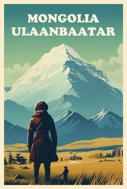 Premium Vector | Mongolia ulaanbaatar retro poster