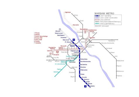 Warsaw subway map - Warsaw underground map (Masovia - Poland)