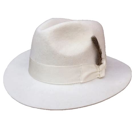 Classic White Men 's Wool Felt Fedora Hat Godfather Hat American Style ...