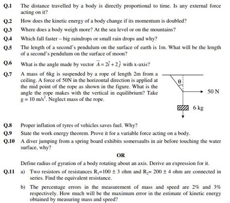 Cbse Sample Paper For Class 11 Physics Solved Set C - examples papers