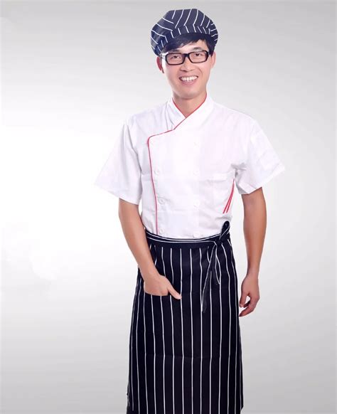 short sleeve chef uniforms chef work clothes summer restaurant waiter uniforms white chef ...