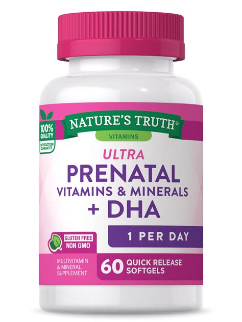 Prenatal Vitamins with DHA and Folic Acid | 60 Softgels | Non-GMO & Gluten Free Supplement | By ...