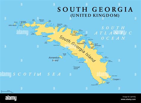 South Georgia, political map. Part of the British Overseas Territory of ...