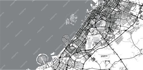 Premium Vector | Urban vector city map of dubai united arab emirates