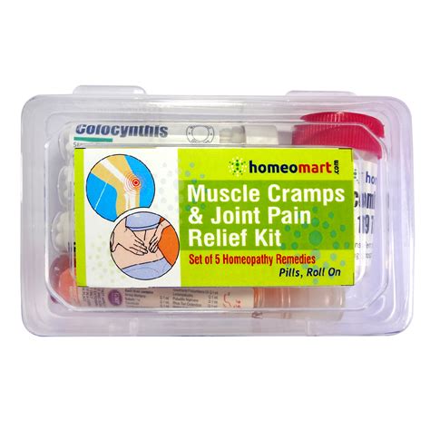 Homeopathy Kit for muscle cramps, spasms, joint pain with 5 relaxant med