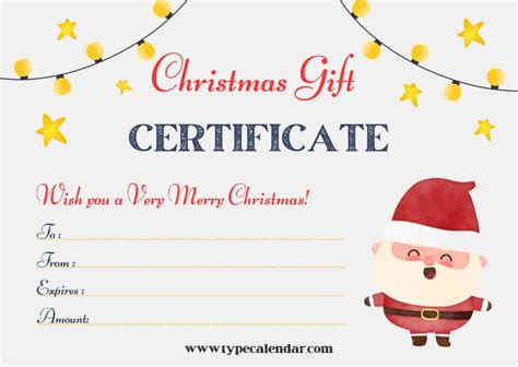 Free Printable Christmas Gift Certificate Templates [PDF, Word] Blank