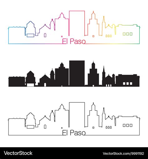 El paso skyline linear style with rainbow Vector Image