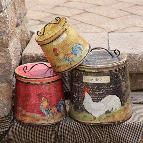 Rustic Country Rooster Canister Set of 3 | | Rooster canisters, Rooster, Country rooster