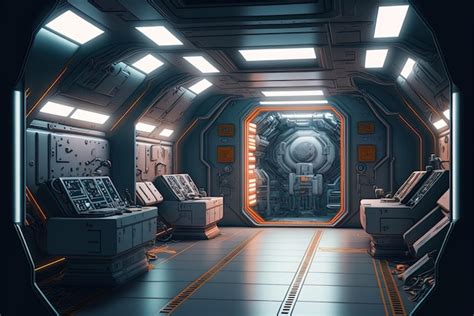 Premium AI Image | Photographic raster image of a realistic space station interior for a video game