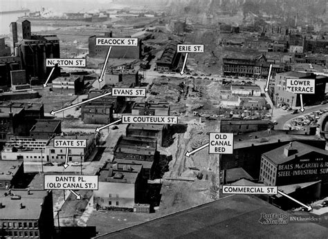 A 1950 view of "The Hooks" from the roof of Memorial Auditorium. Buffalo News, Buffalo New York ...