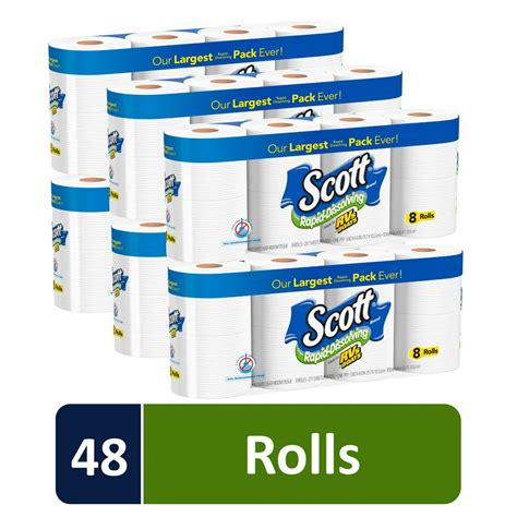 (6 Pack) Scott Rapid-Dissolving Toilet Paper, 8 Rolls, Bath Tissue ...