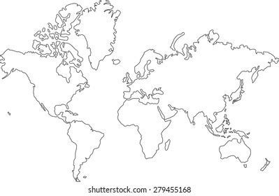 World Map Drawing Outline