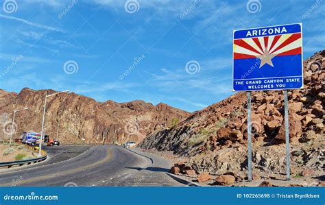 Arizona Welcome Sign stock photo. Image of highway, nevada - 102265698