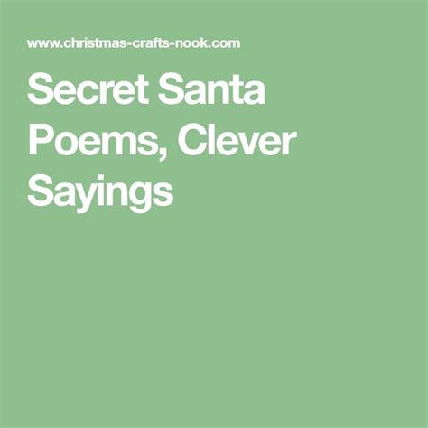 Secret Santa Poems, Clever Sayings | Christmas Gift Ideas | Secret ...