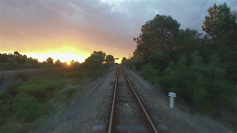 Aerial Sunset Train Tracks Shot Stock Footage SBV-308241768 - Storyblocks