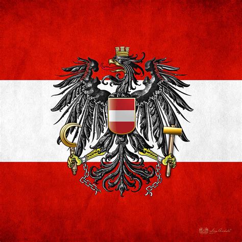 Coat Of Arms And Flag Of Austria Digital Art by Serge Averbukh