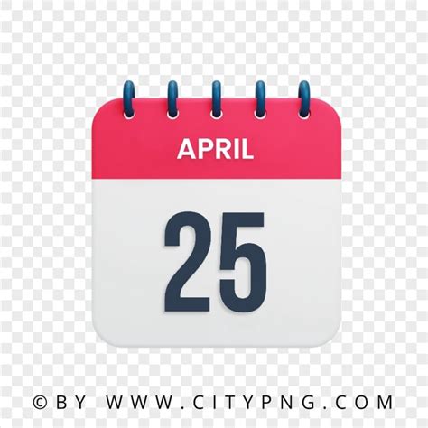 April 25 Date Icon Vector Calendar HD Transparent Background | Citypng